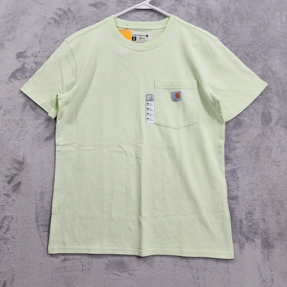 Carhartt Shirt Womens M Green Loose Fit Heavyweight Pocket T-Shirt Short Sleeve